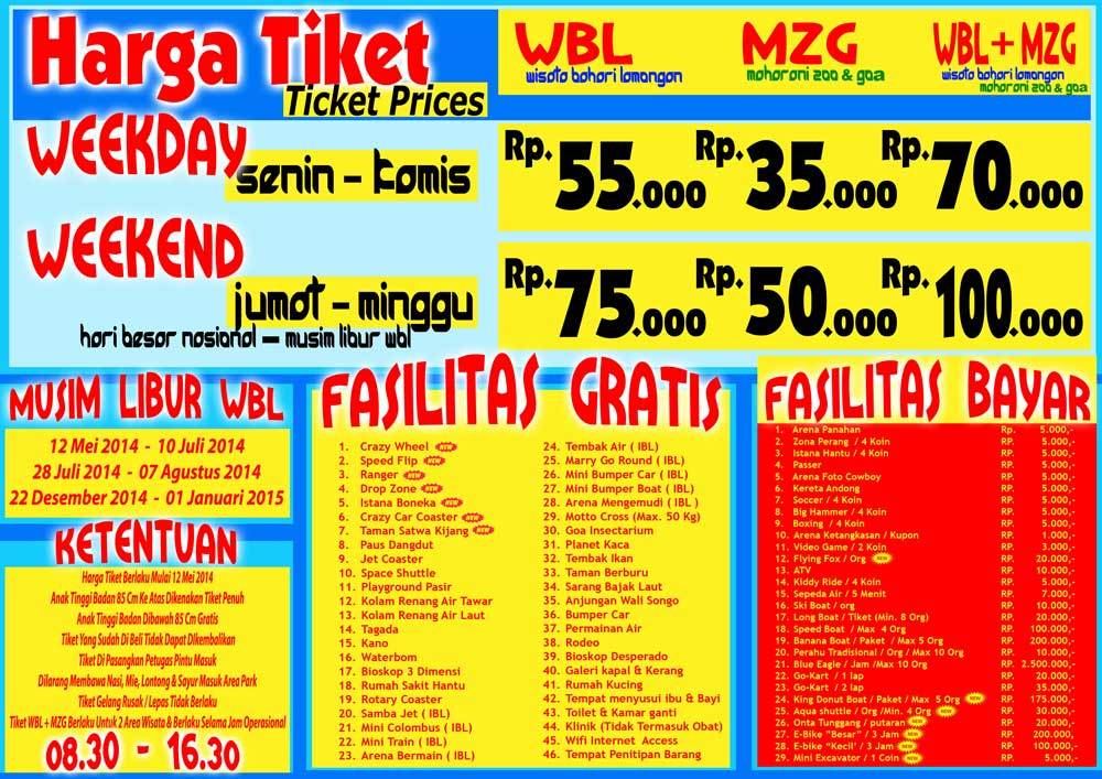 Tiket Fasilitas Wisata Bahari Lamongan, Lokasi Wisata Bahari Lamongan, 1. Paus Dangdut, 2. Maharani Zoo, 3. Speed Flip, 4. Naik Onta, 5. Rumah Sakit Hantu, 6. Tembak Ikan,  7. Panggung Gembira, Wahana Gratis, Harga Tiket Masuk Wisata Bahari Lamongan, Kuliner Wisata Bahari Lamongan, Belanja Wisata Bahari Lamongan