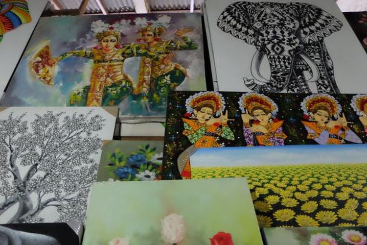 Lukisan Bali via Kompas, 1. Kopi Kintamani, 2. Kerajinan Perak Celuk Bali, 3. BAJU BALI GLOW IN THE DARK, THE KERANJANG, 4. Pie Susu, 5. Kacang Disco, 6. Bali Home Spa, 7. Kerajinan Manik-manik Bali, 8. Joger, 9. Baju Barong, 10. Batik Bali, 11. Kain Bali, 12. Kacang Rahayu, 13. Mukena Khas Bali, 14. Kacang kapri tari Bali, 15. Salak Bali, 16. Aneka Kerajinan Tangan Khas Bali, 17. Pia Bintang Baturiti, 18. Pia Tata, 19. Kacang Matahari Khas Bali, 20. Pia Legong, 21. Lukisan Bali, 22. Kerupuk Kulit (Rambak) Babi