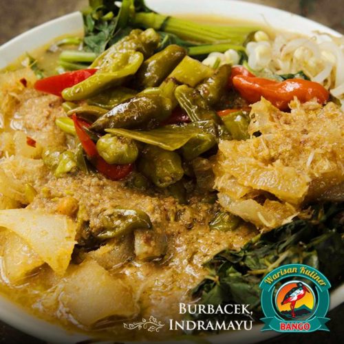 Burbacek via Bango, 1. Buah Mangga, 2. Dodol Laragudig, 3. Sirup Mangga, 4. Keripik Buah Mangga, 5. Rumbah, 6. Burbacek, 8. Blengep Cotot, 9. Kerupuk Bonggol Pisang, 10. Geblog, 11. Karedok, 12. Pedesan Entok, 13. Dodol Pelem, 14. Wedang Sereh, 15. Cuwing, 16. Orog – orog, 17. Wajik, 18. Mie Ragit, 19. Bubur Gintir, 20. Cimplo, 21. Petis, 22. Lepet, 23. Dongkal, 24. Emping Melinjo, 25. Kerupuk Udang, 26. Terasi, 27. Kerupuk Kulit Ikan, 28. Keripik Tike, 29. Aneka Ikan Asin, 30. Ikan Asin Jambal Roti, 31. Dodol Gula Merah, 32. Dodol Lolos, 33. Serabi, 34. Glintir, 35. Ketan Tutu, 36. Jalabiya, 37. Kue Cikak, 38. Blencong, 39. Pindang Gombyang Manyung, 40. Kaos Kafka Indramayu, 41. Nagasari, 42. Nasi Lengko, 43. Blendung Jagung