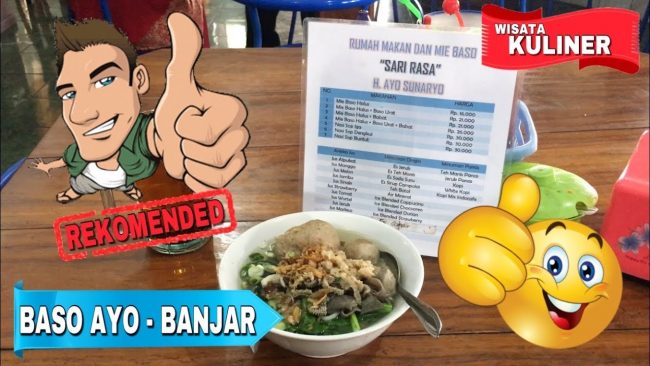 Bakso Sari Rasa H. Ayo Sunaryo via Youtube, 1. Rest Area Banjar Atas, 2. Rumah Makan Beti, 3. Rumah Makan Primarasa, 4. Rajawali Seafood dan Mie Bakso Banjar, 5. Acip Lama Banjar, 6. Rumah Makan Mergosari, 7. Tungku Coffe dan Resto, 8. Mie Ayam OSIS Banjar, 9. Rumah Makan Tenda Biru, 10. Mie Ayam Bakso Mang Endut Cisaga, 11. Pusat Kuliner Kota Banjar Doboku Ligar, 12. Sate Nikmat Putra, 13. Rumah Makan Sari Rasa, 14. Batagor Kuah Depan Kantor Pos Banjar, 15. Rumah Makan Soto Banyumas Kubangpari, 16. Bakso Sari Rasa H. Ayo Sunaryo