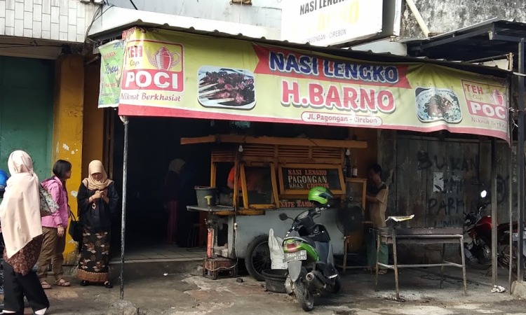 Nasi Lengko Haji Barno, 1. Warung Nasi Jamblang Ibu Nur, 2. Empal Gentong H. Apud Pusat, 3. Nasi Jamblang Mang Dul, 4. Restoran Klapa Manis, 5. Urban Chicken, 6. Rumah Makan Ayam Goreng Bahagia 71 Hj.Sunarti, 7. H. Moel Seafood Pusat Cirebon, 8. Nasi Lengko Haji Barno, 9. Lombok Idjo Cirebon, 10. Warung Bubur M Thoha, 11. Salt Sunda &amp; Seafood, 12. Kampung Kecil Cirebon, 13. CHENG HO RESTO, 14. Pedesan Entog Mas Nana Megu Gede, 15. Restoran Marina, 16. Mie Petruk, 17. Rumah Makan Nelayan Jaya, 18. Resto Batik Chicken, 19. RM. Karunia Jaya Kartini, 20. Nasi Kuning Pekalangan, 21. Gado-Gado Ayam Mang Djum, 22. Resto Al Mumtaz, 23. Gokana Ramen &amp; Teppan CSB Mall, 24. Sate Kalong (Kerbau) Bpk. Karyadi, 25. Arirang Korean Restoran, 26. Mie Koclok “Mang Sam” Pekiringan, 27. Tahu Gejrot Pak Wardi, 28. Raja Dimsum