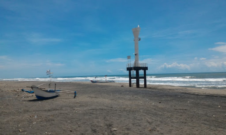 Pantai Apra via Google Maps, 1. Pantai Apra, 2. Pantai Jayanti, 3. Pelabuhan Jayanti, 4. Pantai Cigebang, 5. Pantai Karang Potong  , 6. Pantai Sereg, 7. Pantai Ciwidig, 8. Pantai Agrabinta, 9. Pantai Cipanglay, 10. Pantai Batu Kukumbung, 11. Pantai Sarongge, 12. Pantai Cieurih, 13. Pantai Sindangbarang, 14. Pantai Lugina, 15. Ciujung Beach, 16. Pantai Rancabuaya, 17. Muara Cisela, 18. Pantai Maleber