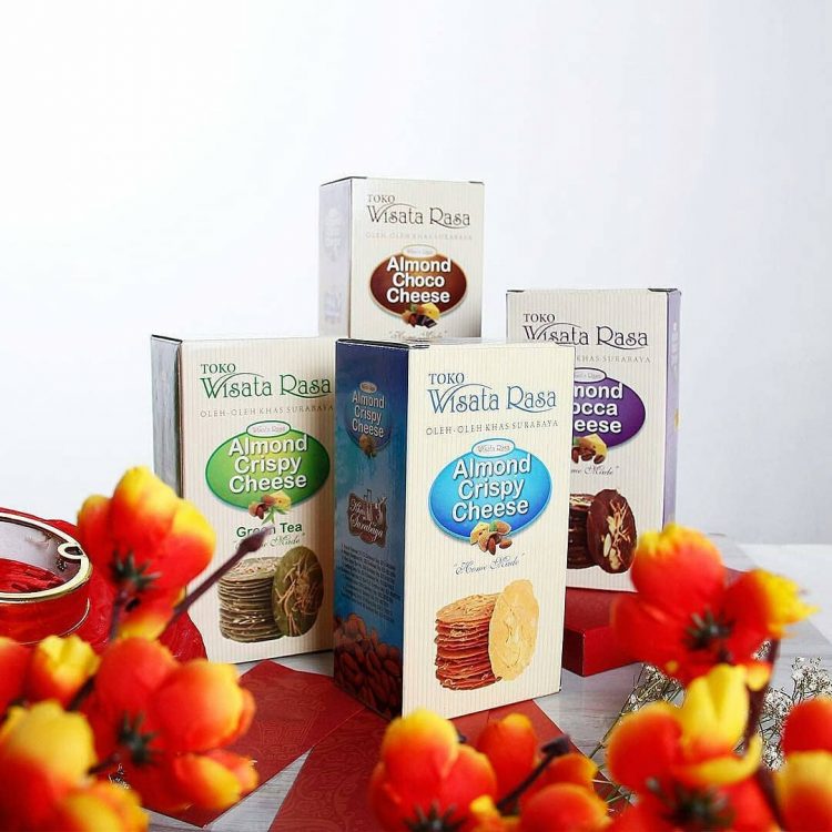 Almond Crispy Cheese, Oleh-oleh khas Surabaya via Ig @wisata_rasa, 1. Almond Crispy Cheese, Oleh-oleh khas Surabaya, 2. Spikoe, 3. Belinjo Udang (Blidang), Khas Surabaya, 4. Keripik Buah Kane-Kane, 5. Pohong Tata, Oleh-oleh Khas Surabaya, 6. Kue Lapis Surabaya, 7. Sambal Bu Rudy Khas Surabaya, 8. Kue Mente, Produk Khas Surabaya, 9. Suoklat, Jajanan Khas Surabaya, 10. Kaos Cak Cuk, Asli Surabaya, 11. Kerupuk Ikan Kenjeran, 12. Kue Bikang Peneleh, 13. Fruit Cake Glory, 14. Sambal Cuk, 15. Abon Sapi Padmosusastro, 16. Bebek Djangkep, 17. Surabaya Snowcake, 18. Rambak Sapi, 19. Oseng Tuna Asap, 20. Kopi Bandrek, Oleh-oleh Khas Surabaya, 21. Bandeng Asap, 22. Siropen Telasih, 23. Krupuk Udang Lobster, 24. GunaGuna Snack, 25. Bunarendang, 26. Jenang dan Sirup Mangrove, 27. Bolu Joeang Surabaya , 28. Dawet Blauran , 29. Baju Batik Surabaya, 30. Sepatu Khas Wedoro, 31. Vallens Cake Surabaya, 32. Bandang Asap