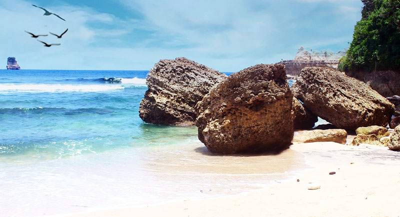 Keindahan karang di tepi pantai, Informasi Umum, Lokasi Pantai, Rute Menuju Lokasi, Fasilitas yang Tersedia, Keunikan Pantai, Daya Tarik Objek Wisata Pantai Sanggar Tulungagung, Tips Berkunjung
