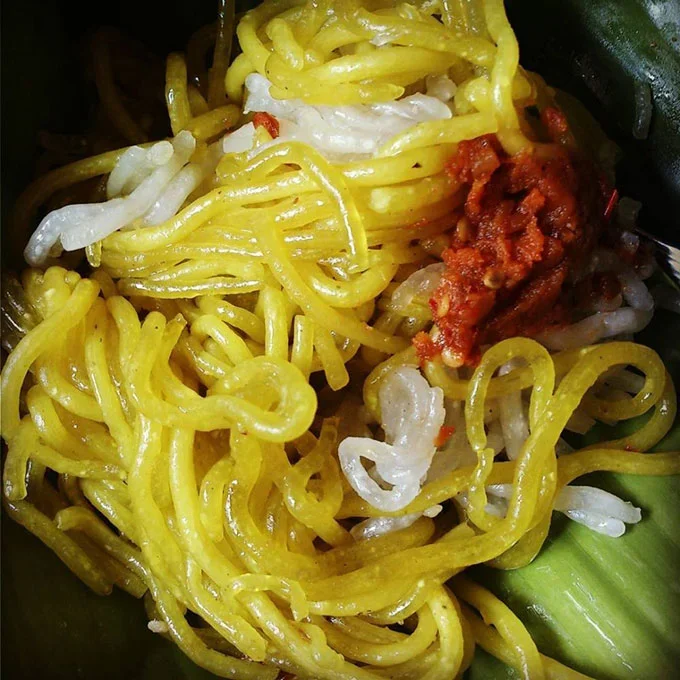 Bakmi Pentil , 1. Gudeg , 2. Krecek, 3. Bakpia Pathok, 4. Yangko, 5. Oseng Mercon, 6. Cilok Gajahan, 7. Cenil Jogja , 8. Geplak , 9. Coklat Monggo , 10. Bakmi Jogja , 11. Gatot Gunung Kidul , 12. Walang atau Belalang Goreng, 13. Nasi Tiwul, 14. Sego Abang Jirak , 15. Sayur Lombok Ijo , 16. Bakmi Pentil , 17. Peyek Tumpuk , 18. Mie Des , 19. Kue Adrem , 20. Sate Klatak , 21. Wedang Uwuh, 22. Wedang Ronde, 23. Nasi Kucing, 24. Mangut Lele, 25. Kopi Jos, 26. Ingkung Ayam, 27. Mie Lethek, 28. Soto Bathok, 29. Kipo, 30. Soto Lenthok, 31. Brongkos, 32. Geblek, 33. Sate Petir, 34. Tengkleng Gajah, 35. Kicak, 36. Sate Kere, 37. Kripik Belut, 38. Enthok Slenget, 39. Sego Pliket, 40. Sego Godhog, 41. Sambel Welut