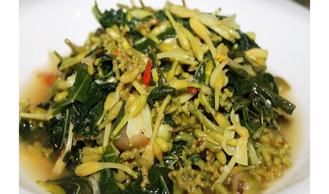Rujak Daun Ubi Kembang Pepaya, 1. Lempah Kuning, 2. Balacan, 3. Sambalingkung, 4. Pantiaw, 5. Lakso Bangka, 6. Kemplang Bangka, 7. Kericu, 8. Kue Jongkong Bangka, 9. Getas Bangka, 10. Bong Li Piang, 11. Mie Belitung, 12. Sup Gangan, 13. Berego, 14. Lakse, 15. Mie Ayam Bangka, 16. Martabak Bangka, 17. Sambal Rusip, 18. Mie Koba, 19. Pletek, 20. Kue Rintak, 21. Teri Krispi, 22. Kecalo, 23. Siput Gong Gong, 24. Otak Otak Bangka, 25. Lempah Darat, 26. Lepet, 27. Soto Ketupat, 28. Lokan Laut, 29. Cacak Ikan, 30. Kue Jungkong, 31. Rujak Daun Ubi Kembang Pepaya, 32. Pempek Panggang, 33. Santan Kepiting, 34. Lempah Kulat, 35. Buah Asinan Kelubi, 36. Durian Getar Bumi