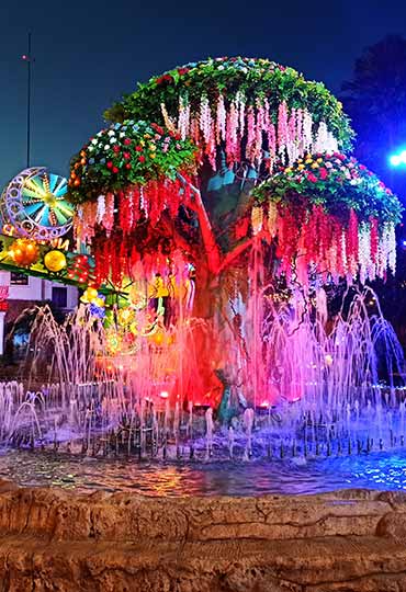 Dancing Water Fountain, Informasi Umum, Lokasi Wisata Malang Night Paradise, Harga Tiket Masuk Wisata Malang Night Paradise, Fasilitas, Kendaraan Menuju ke MNP, Wahana Taman Lampion Malang Night Paradise, Wahana Taman Dinosaurus, Wahana Permainan, Informasi Penting