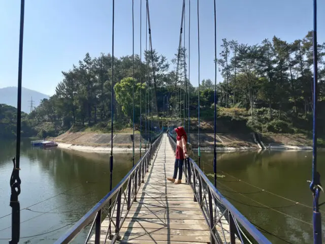 Wisatawan bisa berjalan di atas jembatan gantung via Google Maps @Tyas Dwitasari, Informasi Umum, Alamat dan Akses Menuju Lokasi Waduk, Jam Operasional Waduk Selorejo, Harga Tiket Masuk Wisata Waduk Selorejo, Fasilitas yang Tersedia di Wisata Waduk Selorejo, Spot Wisata di Waduk Selorejo, Aktivitas Seru di Waduk Selorejo
