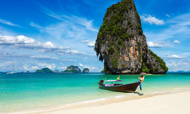 Pantai Railay via Krabi-hotels, 1. Pantai Pattaya, 2. Pantai Railay, 3. Pantai Hua Hin, 4. Pantai Koh Chang, 5. Pantai Koh Samui, 6. Pantai Krabi, 7. Pantai Laem Singh, 8. Pantai Koh Lipe, 9. Pantai Koh Lanta Yai, 10. Maya Bay, 11. Bottle Beach, 12. Karon