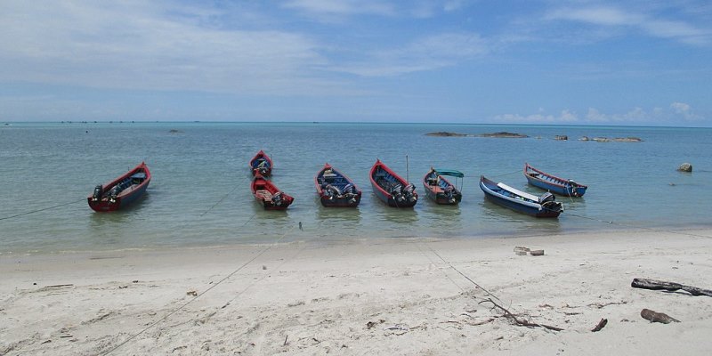 Pantai Rebo via Wikipedia, 1. Pantai Pangana, 2. Pantai Tanjung Pesona, 3. Pantai Batu Tambun, 4. Pantai Rambak, 5. Pantai Parai Tenggiri, 6. Pantai Tapak Hantu, 7. Pantai Romodong, 8. Pantai Batu Bedaun, 9. Pantai Tikus Emas, 10. Pantai Rebo, 11. Pantai Penganak, 12. Pantai Tanjung Kelayang, 13. Pantai Tanjung Tinggi, 14. Pantai Batu Kodok, 15. Pantai Tongaci, 16. Pantai Pasir Padi, 17. Pantai Penyusuk, 18. Pantai Matras