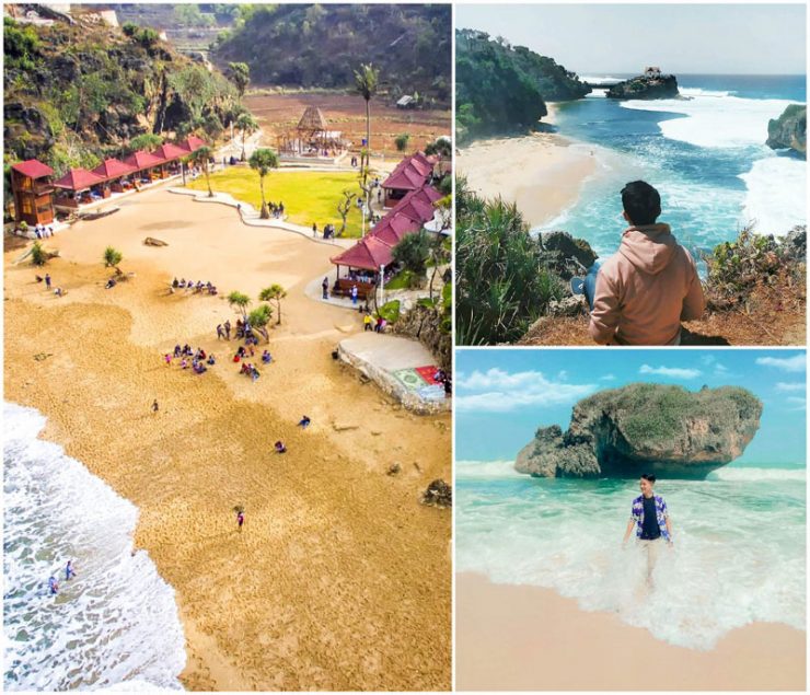 Pantai Ngrawe via Instagram.com @arif_josselalu, @faat_0503, @suhermansu_21, 1. Puncak Segoro, 2. HeHa Sky View, 3. Langlang Buana, 5. Pantai Ngrawe, 6. Kalinampu Natural Park, 7. Romantic Garden, 8. Puncak Sosok, 9. Rumah Hobbit Jogja, 10. Green Villaage Gedangsari menawarkan view ala Selandia Baru, 11. Gurun Sahara-nya Jogja ya Gumuk Pasir Parangkusumo, 12. Menyapa Batu-batu raksasa khas Kesohoran Monumen Stonehenge di Stonehenge Cangkringan, 13. Foto-foto kece dengan landscape landmark dunia di Merapi Park, 14. Mengakrabi bangunan klasik nan megah  ala Benteng Takeshi di The Lost World Castle, 15. Air Terjun Lepo, 16. Soragan Castle, 17. Rumah Paris Jogja