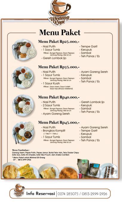 Harga Menu Paket Wedang Kopi Prambanan, Informasi Umum, Dimana Lokasi Wedang Kopi Prambanan?, Tentang Wedang Kopi Prambanan, Pilihan Menu dan Harga, Fasilitas Umum