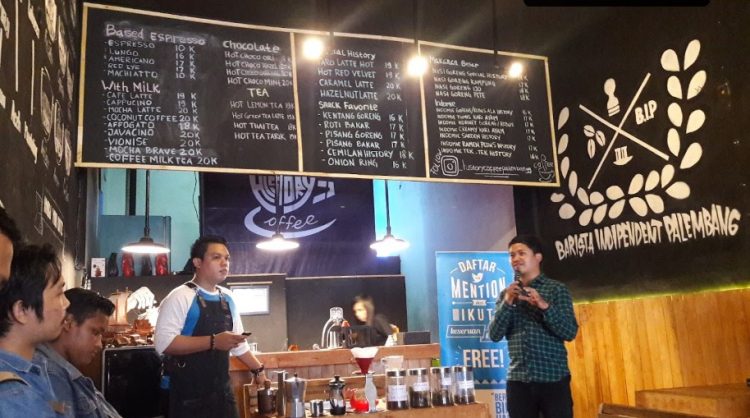 History Coffee Elly Suryani, 1. House Of Merich, 2. Bonn Garden Cafe, 3. Soree, 4. Temu Rindu Coffee & Eatery (Tutup), 5. Bumi Tu7uh, 6. Adore Cafe and Studio Room, 7. Mayor Board Game Cafe (Tutup), 8. Luthier Coffee, 9. Joy’n Coffee, 10. Equator Rooftop Cafe, 11. Gunz Cafe, 12. Chachago Palembang, 13. The Forest, 14. R&B Grill Palembang, 15. 88 C Bakery and Resto, 16. Kopi Darat Garden Cafe, 17. York Cafe, 18. Nyandu Cafe and Turtle Farm (Tutup), 19. Kedai D’Rusun, 20. Kambang Iwak, 21. Taman Simpang Polda, 22. Warung Kopi Apek, 23. Bandrek 555 Kedaung, 24. Warung Mama Lenggang, 25. Taman Sekanak Lambidaro, 26. Kedai Siru, 27. Benteng Kuto Besak, 28. History Coffee, 29. Bingen Cafe (Tutup)