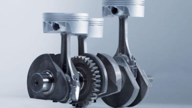 Ilustrasi piston dan setang piston mesin.