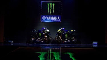 Motor YZR-M1 dipajang saat peluncuran Monster Energy Yamaha MotoGP Team di Jakarta, Senin, 4 Februari 2019.