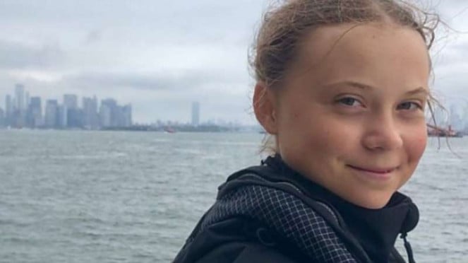 Aktivis lingkungan Greta Thunberg saat berada si New York