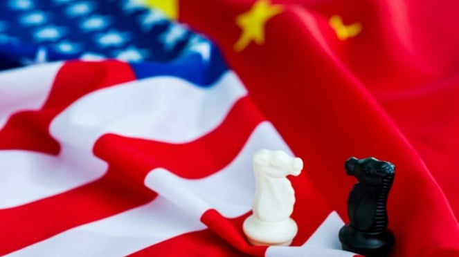 Ilustrasi perang dagang AS-China.