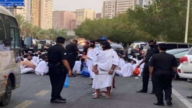 Aparat keamanan Arab Saudi menangkap ribuan jemaah haji ilegal. Foto ilustrasi