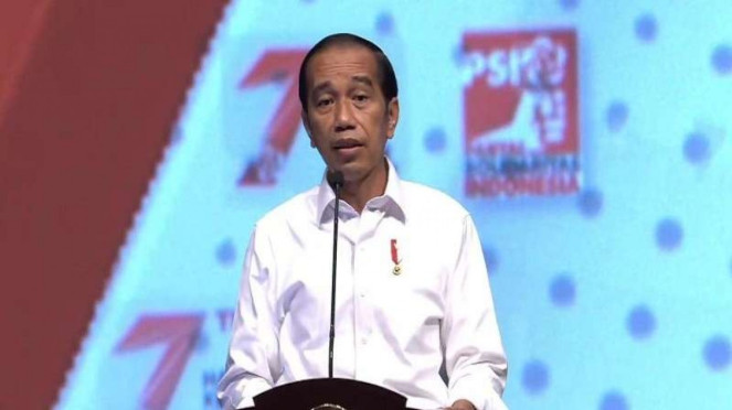Presiden ke-7 RI Jokowi saat hadiriHari Ulang Tahun ke-7 PSI