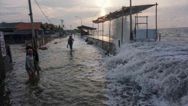 Banjir rob menerjang kawasan pesisir Pekalongan, Jawa Tengah.