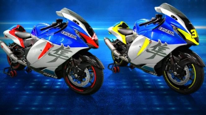 Ilustrasi gambar motor Suzuki GSX-1300R Hayabusa GP Edition.