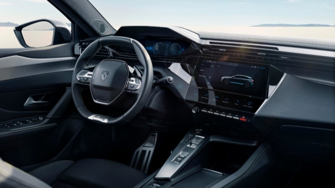 ilustrasi gambar interior mobil listrik dari Peugeot