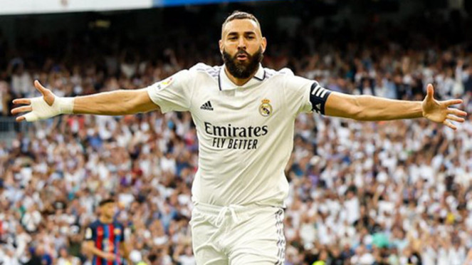 Selebrasi Karim Benzema usai bobol gawang Barcelona, 1. Lionel Messi, 2. Cristiano Ronaldo, 3. Robert Lewandowski, 4. Luis Suarez, 5. Zlatan Ibrahimovic, 6. Karim Benzema, 7. Edin Dzeko, 8. Edinson Cavani , 9. Harry Kane, 10. Sergio Aguero