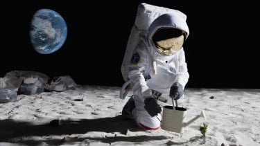 Ilustrasi astronaut di Bulan.