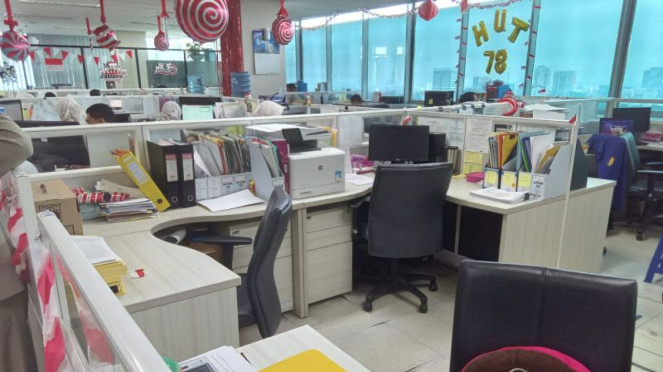 Kondisi kantor Pemprov DKI saat diberlakukan WFH 50 persen.