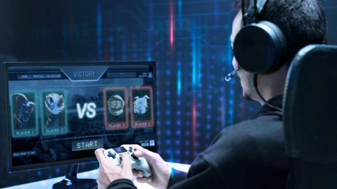 Ilustrasi orang sedang bermain game online