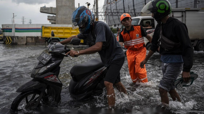Ilustrasi banjir rob di Jakarta Utara