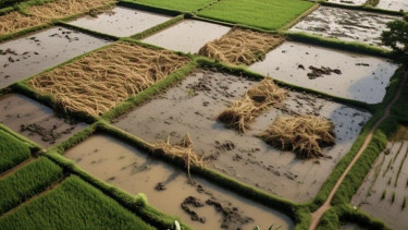 Puluhan hektar sawah di Rorotan, Cilincing, Jakarta Utara mengalami gagal panen akibat terendam banjir dan serangan hama.