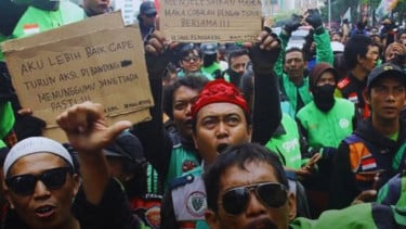 Ilustrasi demo pengemudi ojek online (ojol)