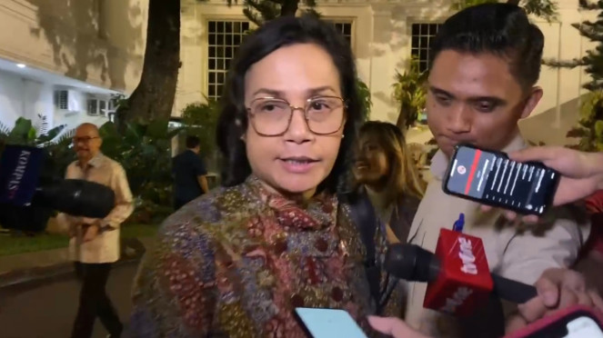Menteri Keuangan (Menkeu), Sri Mulyani di Kompleks Istana Kepresidenan, Jakarta Pusat, Kamis, 20 Maret 2025
