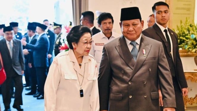Ketua Umum PDIP Megawati Soekarnoputri dan Presiden RI Prabowo Subianto.