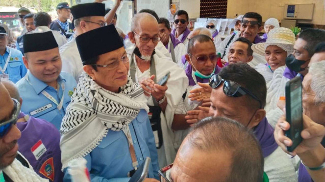 Menag Nasaruddin Umar tinjau jemaah di hotel untuk keberangkatkan ke Arafah 