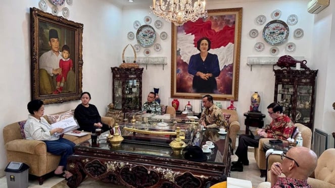Momen pertemuan Ketua Harian DPP Partai Gerindra Sufmi Dasco Ahmad dan Ketua Umum PDIP Megawati Soekarnoputri (sumber: Instagram @sufmi_dasco)