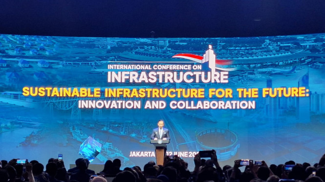 Menteri Koordinator Bidang Infrastruktur dan Pembangunan Kewilayahan, Agus Harimurti Yudhoyono (AHY), di acara 'International Conference on Infrastructure' (ICI) 2025 di kawasan Senayan, Jakarta Pusat, Rabu, 11 Juni 2025