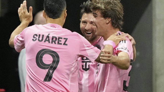 Pemain Inter Miami rayakan gol Lionel Messi