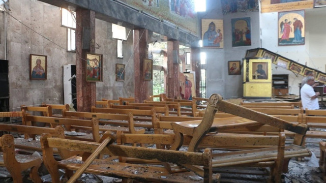 Bom bunuh diri menghancurkan gereja Ortodok di Damarskus Suriah 