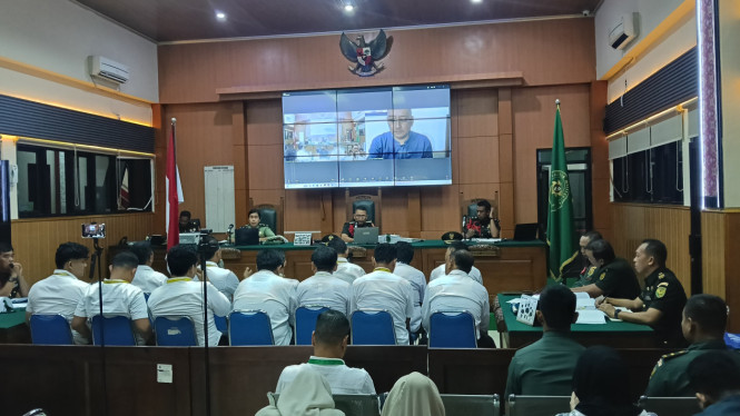 1.Suasana sidang dengan agenda pemeriksaan saksi di Pengadilan Militer I-04 Palembang, Senin, 23 Juni 2025