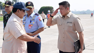 Presiden RI Prabowo Subianto di Pangkalan TNI AU Halim Perdanakusuma, Jakarta Timur  