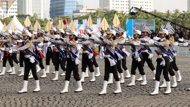 Aksi polisi cilik di perayaan Hari Bhayangkara ke-79
