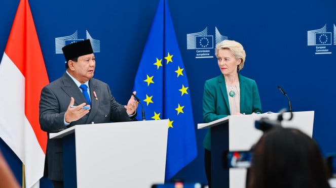 Presiden RI Prabowo Subianto dan Presiden Komisi Eropa Ursula von der Leyen