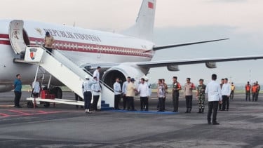 Presiden Prabowo tiba di Lanud Adi Soemarmo, Solo, Jateng