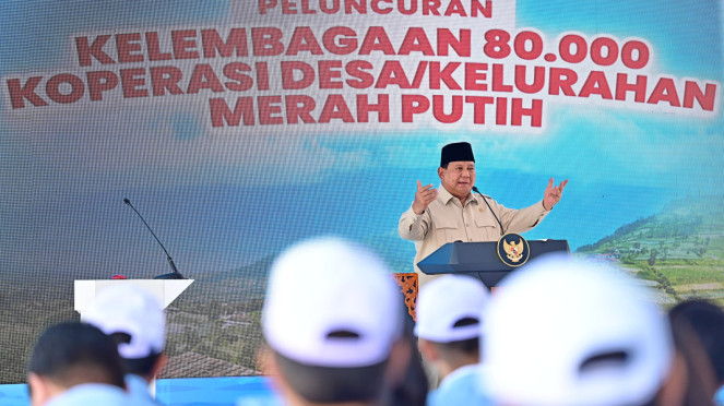 Presiden RI Prabowo Subianto saat meresmikan Koperasi Desa Merah Putih 