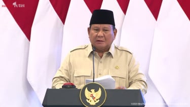 Presiden RI Prabowo Subianto saat meluncurkan logo dan tema HUT ke-80 RI 