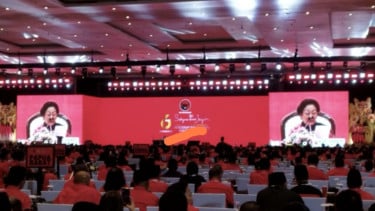 Ketua Umum PDIP Megawati saat Kongres Ke-6 PDIP di Bali