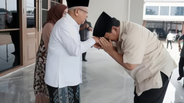 Presiden RI Prabowo Subianto menemui Wapres ke-13 RI Ma'ruf Amin 