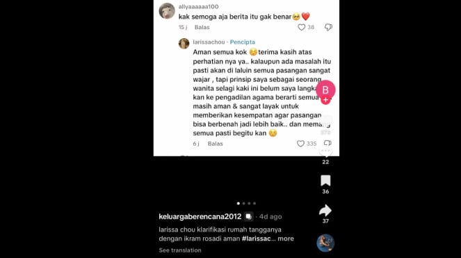 klarifikasi larissa chou